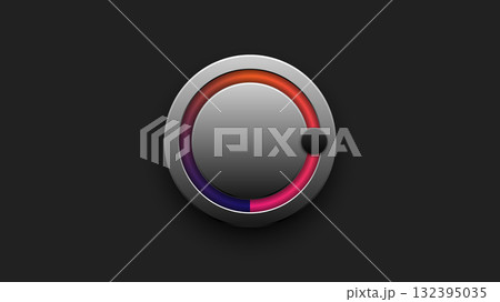 Sleek metallic button with gradient color ring, perfect for UI, technology or music interface design Sleek metallic button with gradient color ring, perfect for UI, technology or music interface design 132395035