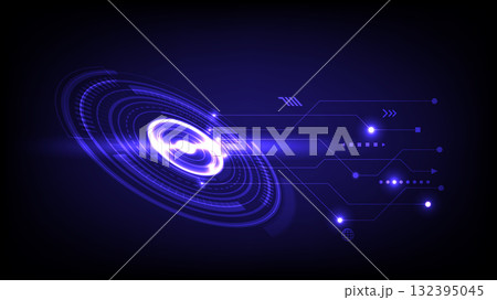 Futuristic Digital Interface with Glowing Blue Tech Elements 132395045