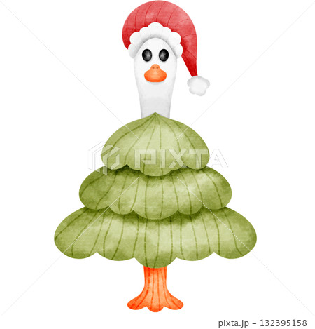 Christmas Tree Goose Illustration  Cute Holiday Animal Art Funny Christmas Clipart PNG 132395158