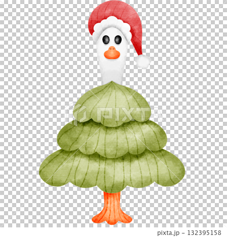 Christmas Tree Goose Illustration  Cute Holiday Animal Art Funny Christmas Clipart PNG 132395158