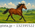 草原を駆ける栗毛の馬 青空の下を走る力強い馬 自然の中を疾走する美しい馬 風を切って 草原を駆ける栗毛の馬 青空の下を走る力強い馬 自然の中を疾走する美しい馬 風を切って 132395522