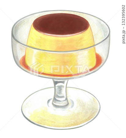 デザートグラスとプリンのイラスト 132395602