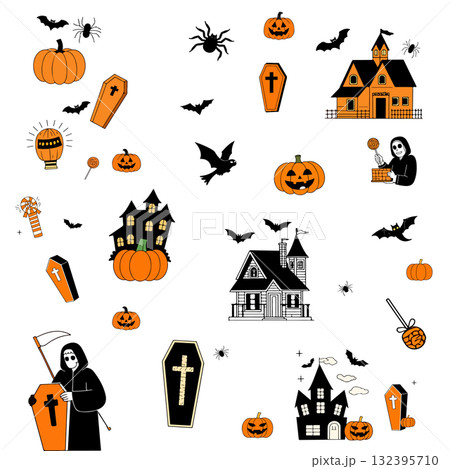 Halloween Themed Vector Illustration 132395710