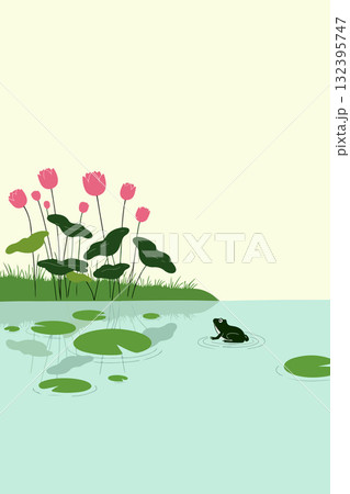 Frog in a Lotus Pond 132395747