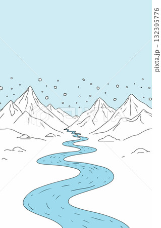 Minimalist Winter Mountain Landscape 132395776
