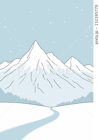 Minimalist Winter Mountain Landscape 132395778