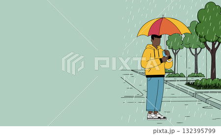 Man with Umbrella in the Rain Man with Umbrella in the Rain 132395799