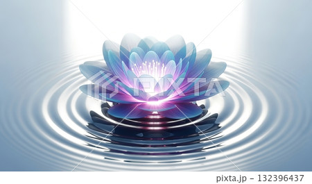 水面に浮かぶ一輪のデジタルの花 水面に浮かぶ一輪のデジタルの花 132396437