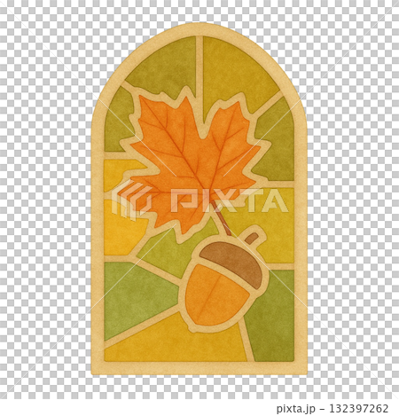 Autumn stained glass window illustration Autumn stained glass window illustration 132397262