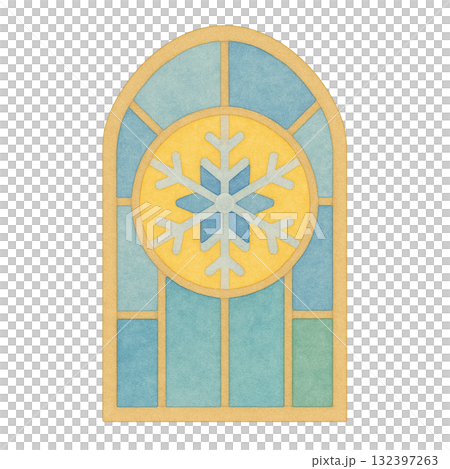 Winter stained glass window illustration Winter stained glass window illustration 132397263