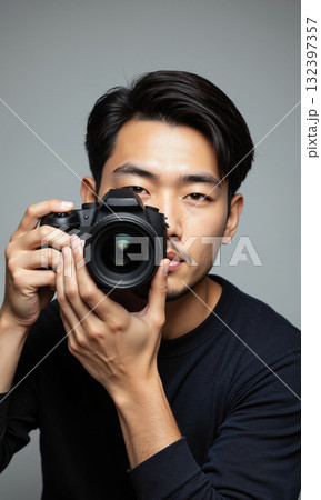Asian Male Photographer Framing Shot Focus 30s man, casual gear, framing shot through camera viewfinder, transparent bg, photo-realistic, black camera neutral Asian Male Photographer Framing Shot Focus 30s man, casual gear, framing shot through camera viewfinder, transparent bg, photo-realistic, black camera neutral 132397357