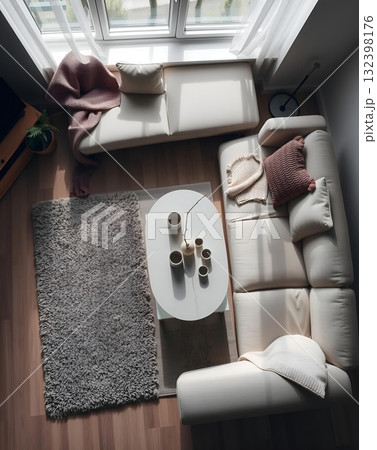 Bright Living Room with Cozy Seating and Natural Light 132398176