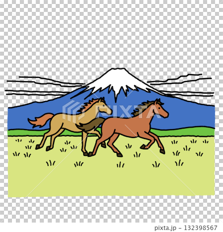馬和富士山 馬和富士山 132398567