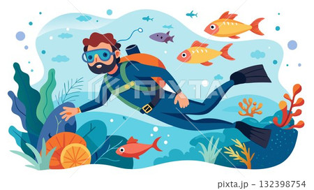 The thrill of weightlessness and the serenity of the underwater environment make scuba diving a popular recreational activity for many. The thrill of weightlessness and the serenity of the underwater environment make scuba diving a popular recreational activity for many. 132398754