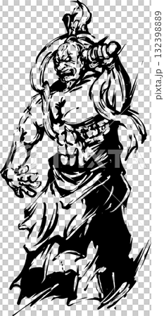阿形の墨絵イラスト 阿形の墨絵イラスト 132398889