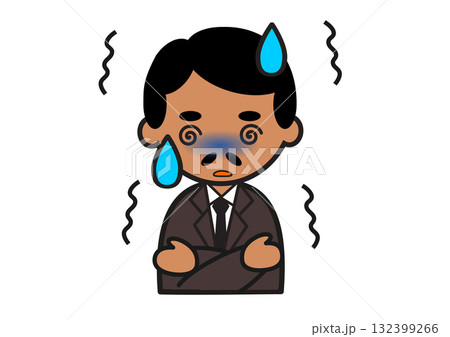悪寒を感じて震える中東系ビジネスマン男性 132399266