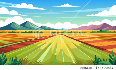 The expansive field stretches out behind them, showcasing the vastness of the natural landscape. The expansive field stretches out behind them, showcasing the vastness of the natural landscape. 132399683