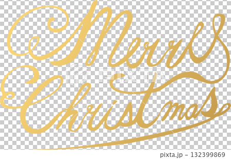 Merry Christmas Christmas handwritten cursive lettering, gold typography design material 132399869