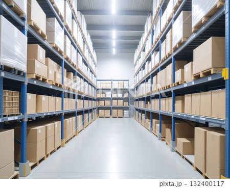 物流倉庫にある荷物ラック 物流倉庫にある荷物ラック 132400117