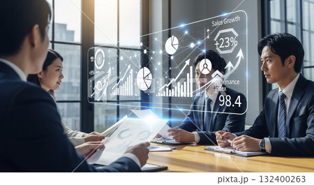 複数のビジネスマンの真剣な議論　会議 132400263