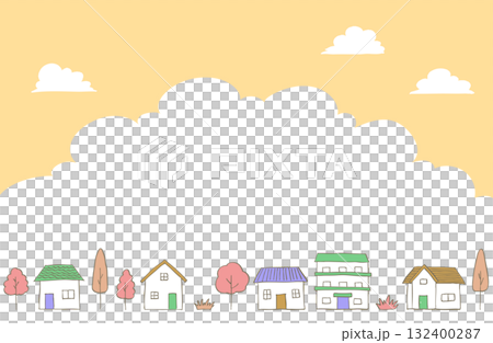 手描き風・住宅街の街並みイラスト04 132400287