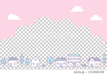 手繪住宅街道插圖02 手繪住宅街道插圖02 132400288