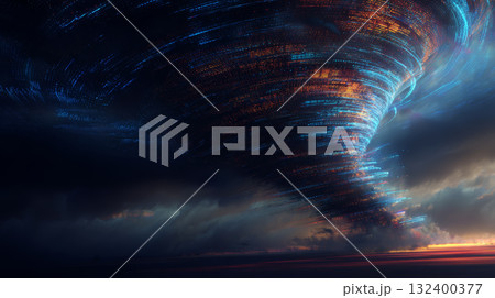 Hand holding smartphone with futuristic blue radar interface technology innovation digital security night focus modern concept 132400377