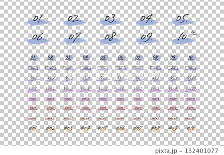 Handwritten number decoration set, watercolor style (color can be changed with global colors) Handwritten number decoration set, watercolor style (color can be changed with global colors) 132401077