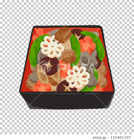 Osechi (three layers of stew) watercolor style hand-drawn vector illustration Osechi (three layers of stew) watercolor style hand-drawn vector illustration 132401197