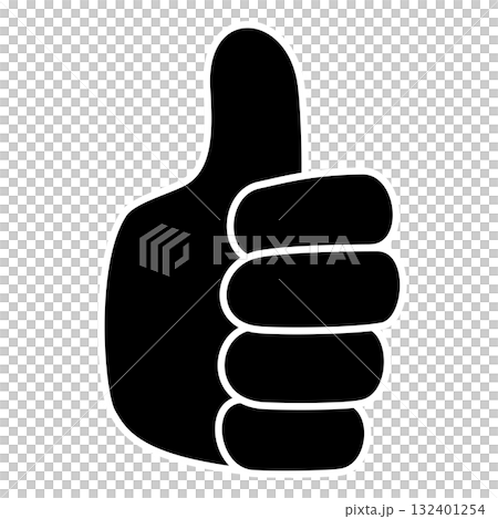 サムズアップ(いいね!)のシンプルな手のイラスト サムズアップ(いいね!)のシンプルな手のイラスト 132401254