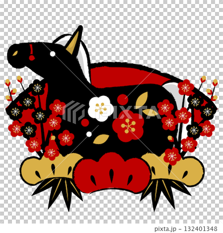 Year of the Horse New Year Icon 09, Red and Black Color, Fan, Black Horse, Illustration, Cute Year of the Horse New Year Icon 09, Red and Black Color, Fan, Black Horse, Illustration, Cute 132401348