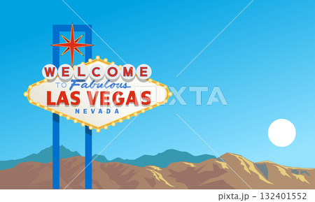 Welcome to Fabulous Las Vegas, iconic sign. Nevada landscape, USA 132401552