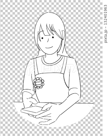 幼兒園老師觸摸智慧型手機（線條畫） 132401963