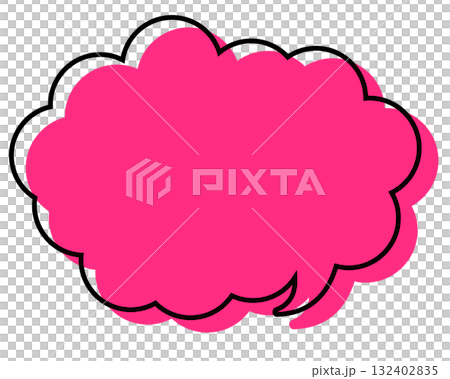 一個簡單的氣泡,線條錯位,並帶有圓形雲朵形狀 一個簡單的氣泡,線條錯位,並帶有圓形雲朵形狀 132402835