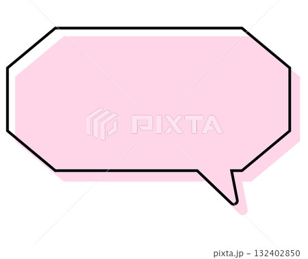 シンプルな線がずれた吹き出し　細長い八角形 132402850