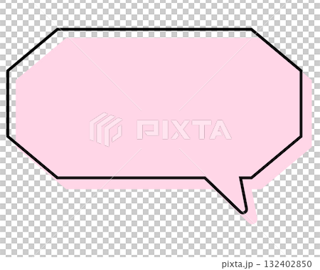 シンプルな線がずれた吹き出し　細長い八角形 132402850