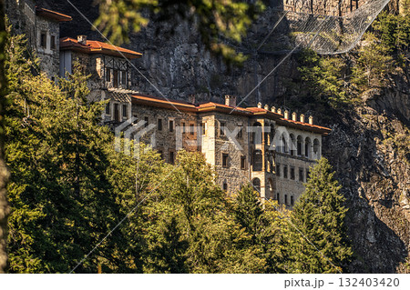 Sumela Monastery is a Greek Orthodox monastery and church complex located on Kara Hill, west of the Meryem Ana Creek within the borders of the Altindere Valley National Park. Sumela Monastery is a Greek Orthodox monastery and church complex located on Kara Hill, west of the Meryem Ana Creek within the borders of the Altindere Valley National Park. 132403420