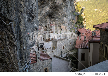 Sumela Monastery is a Greek Orthodox monastery and church complex located on Kara Hill, west of the Meryem Ana Creek within the borders of the Altindere Valley National Park. Sumela Monastery is a Greek Orthodox monastery and church complex located on Kara Hill, west of the Meryem Ana Creek within the borders of the Altindere Valley National Park. 132403421