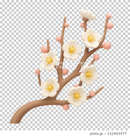 梅花插畫逼真的3D 梅花插畫逼真的3D 132403477