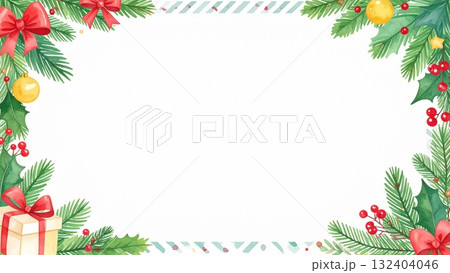 手描き風クリスマスフレーム 背景 16:9サイズ AI生成素材 手描き風クリスマスフレーム 背景 16:9サイズ AI生成素材 132404046
