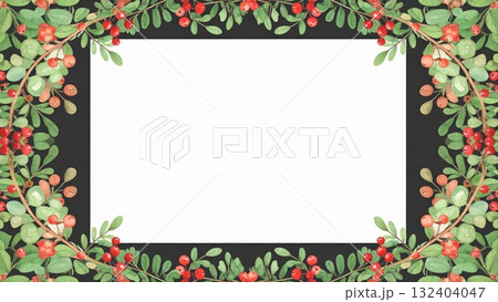 手描き風クリスマスフレーム 背景 16:9サイズ AI生成素材 132404047