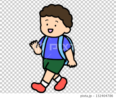 Asian boy waving goodbye 132404786