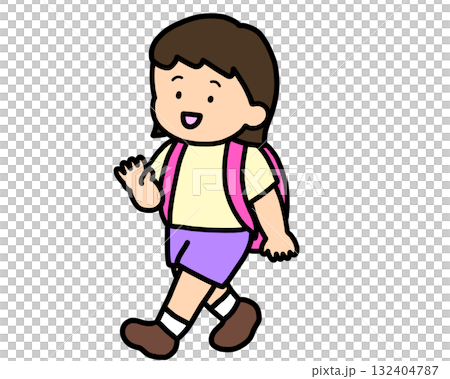Asian girl waving goodbye 132404787