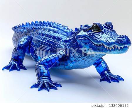 青色のガラスのワニ 青色のガラスのワニ 132406153
