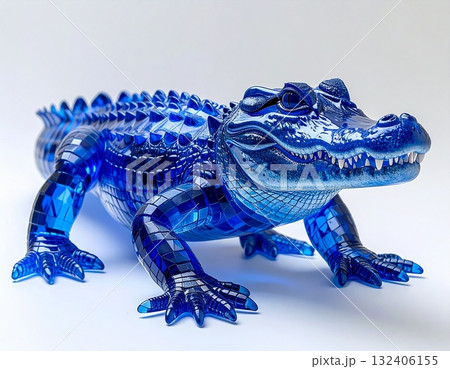 青色のガラスのワニ 132406155