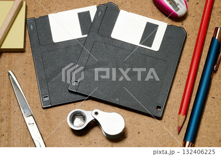 Old and vintage Desktop utilities  and magnifying glass 132406225