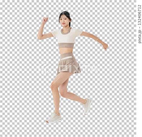 ジャンプするスポーツウェアの女性 手作業で精密に切り抜いた背景透過全身写真PNG ジャンプするスポーツウェアの女性 手作業で精密に切り抜いた背景透過全身写真PNG 132406712