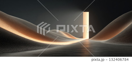 Surreal Desert Landscape with Glowing Doorway Surreal Desert Landscape with Glowing Doorway 132406784
