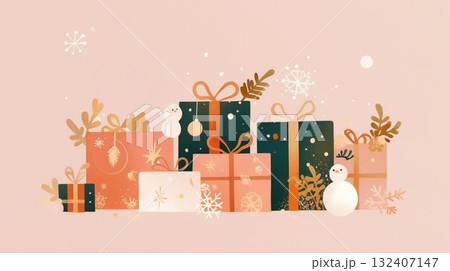 プレゼントが並ぶクリスマスの夜 プレゼントが並ぶクリスマスの夜 132407147