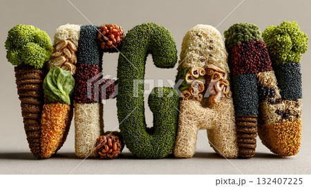 Vegan Food Art The Creative and Beautiful Arrangement of PlantBased Ingredients and Items 132407225